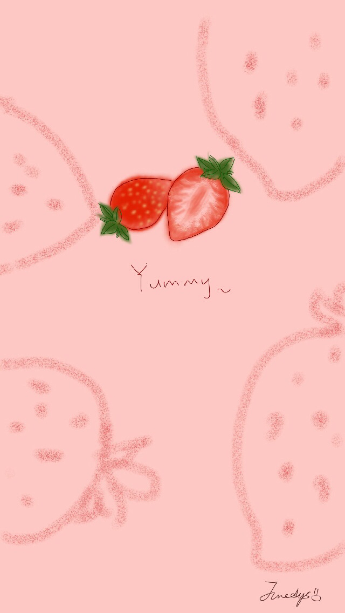 粉色背景图小草莓图片