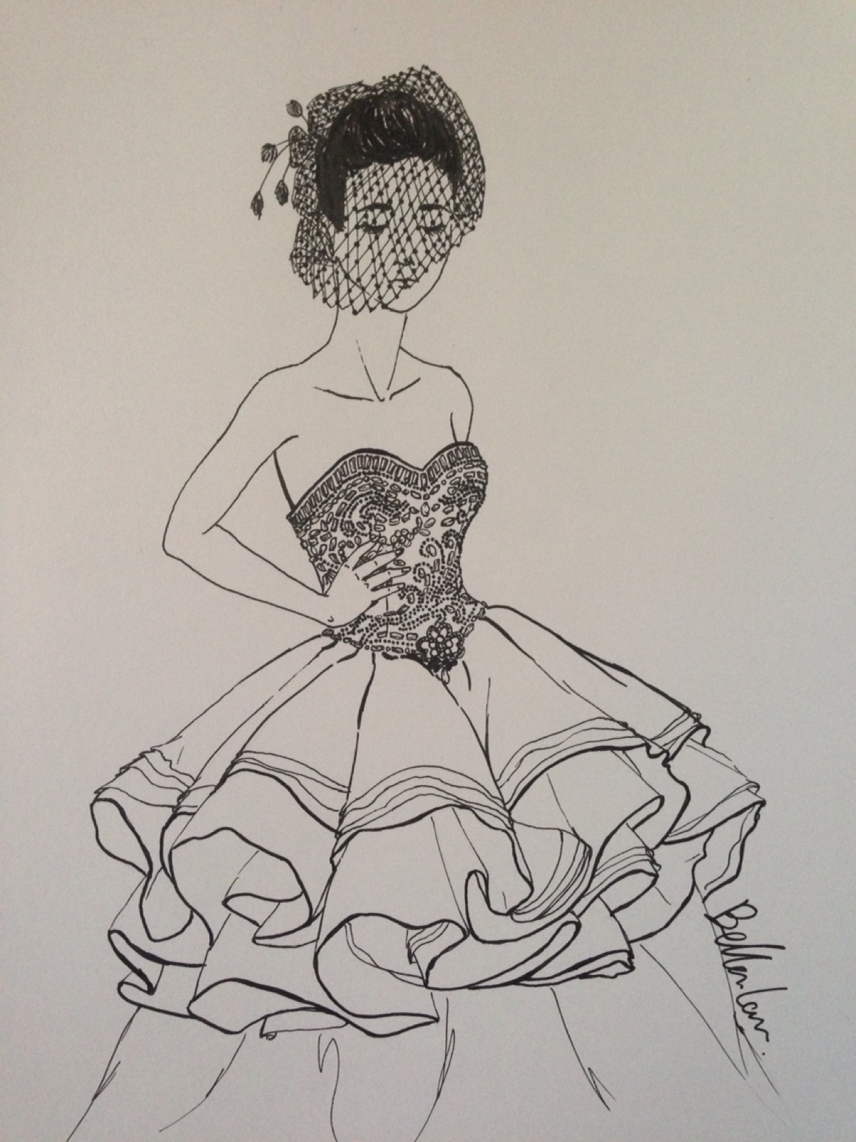 婚纱晚装 绘画 插画