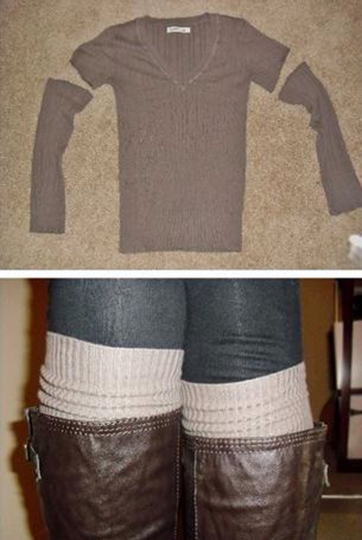 旧毛衣改造袜子图片