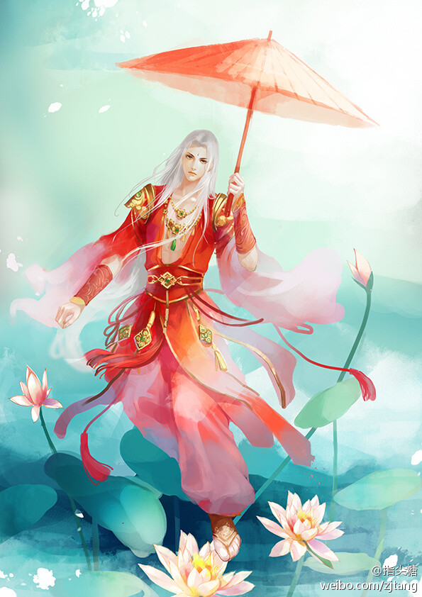 七秀男 白头 指尖糖 剑网3 古风古韵 古装美人 手绘言情风 小说 美腻