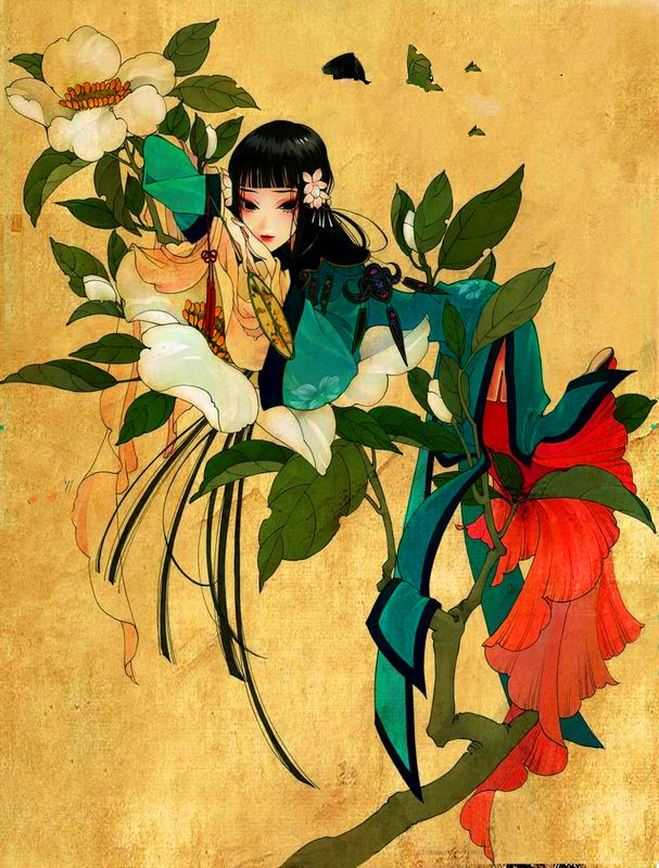夏达 古风壁纸 手绘 人物 花妖