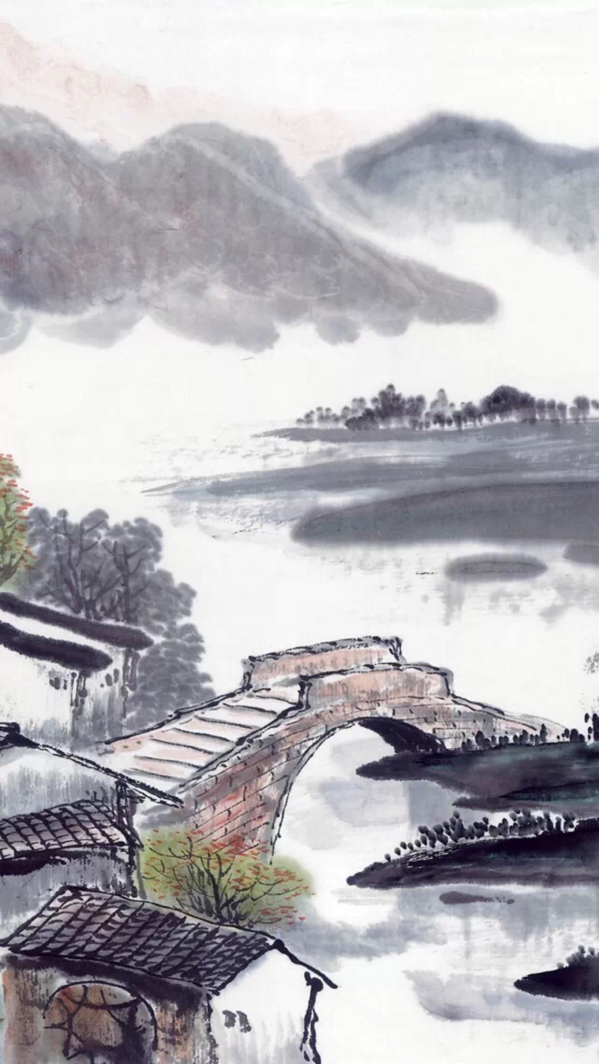 拱桥水墨画图片