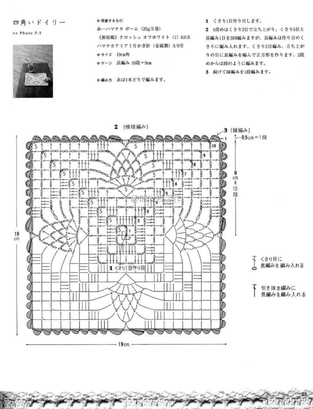 手工钩花 杯垫 图解