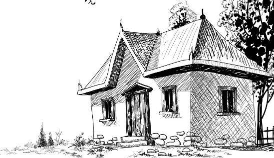 素描房子的画法图片