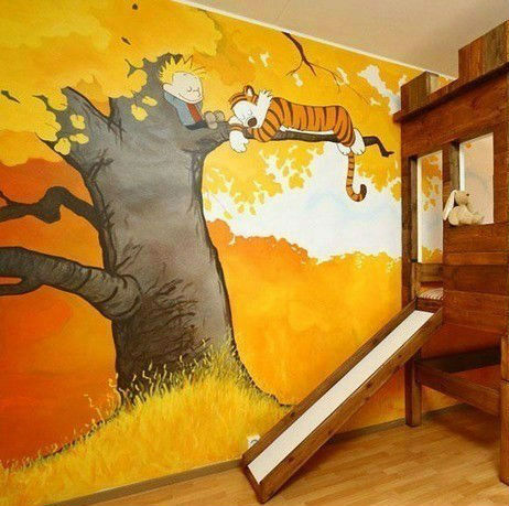 手绘墙画让儿童房趣味盎然