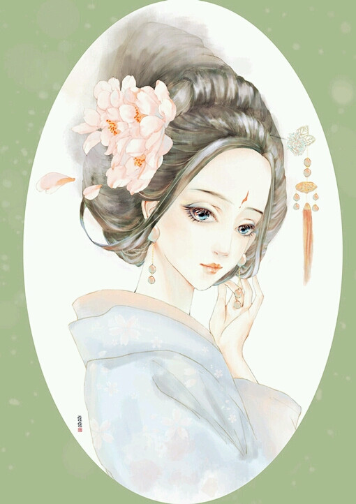 古风 美女 水彩 美图