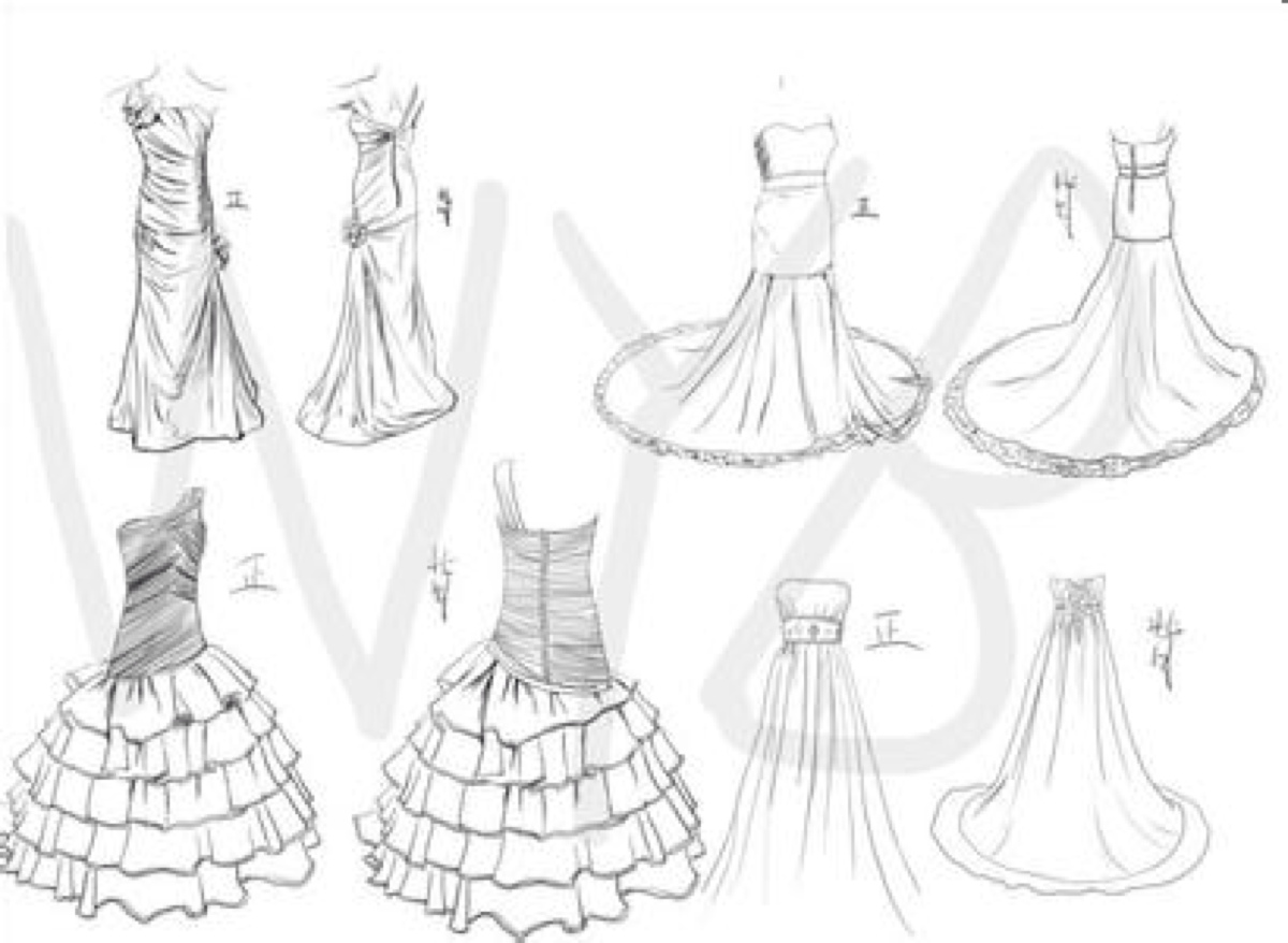 婚纱设计图基本画法_服装设计图基本画法