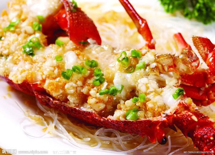美食 蒜蓉粉丝蒸龙虾