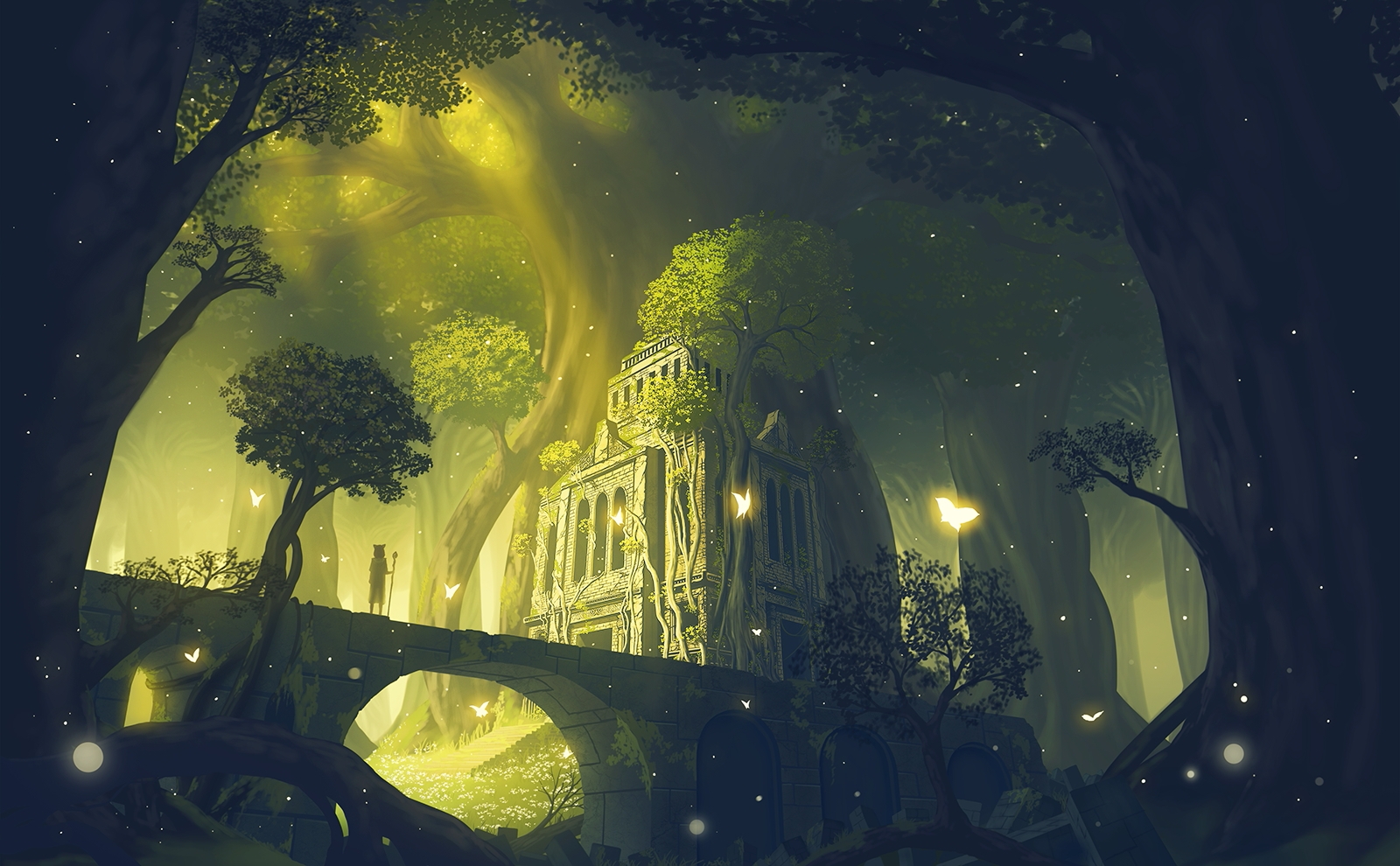 森の圣域 | どら 动漫 插画 pixiv 风景 背景