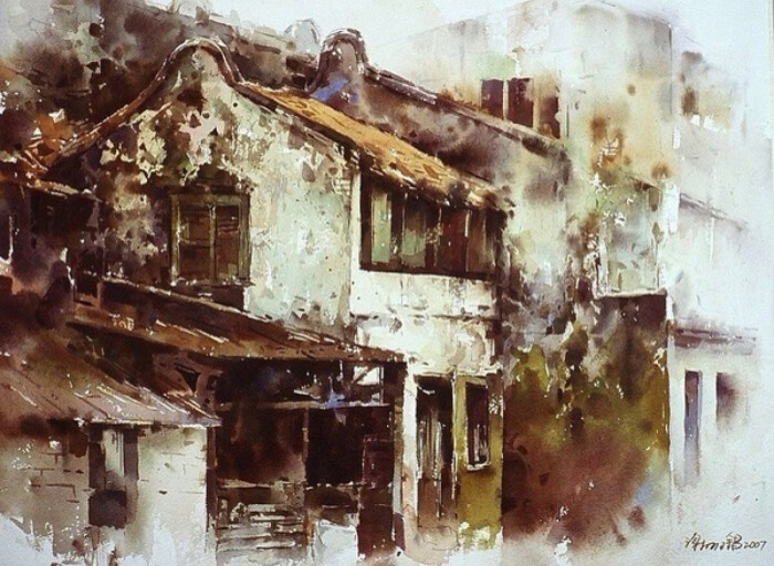 台湾画家-谢明錩水彩画