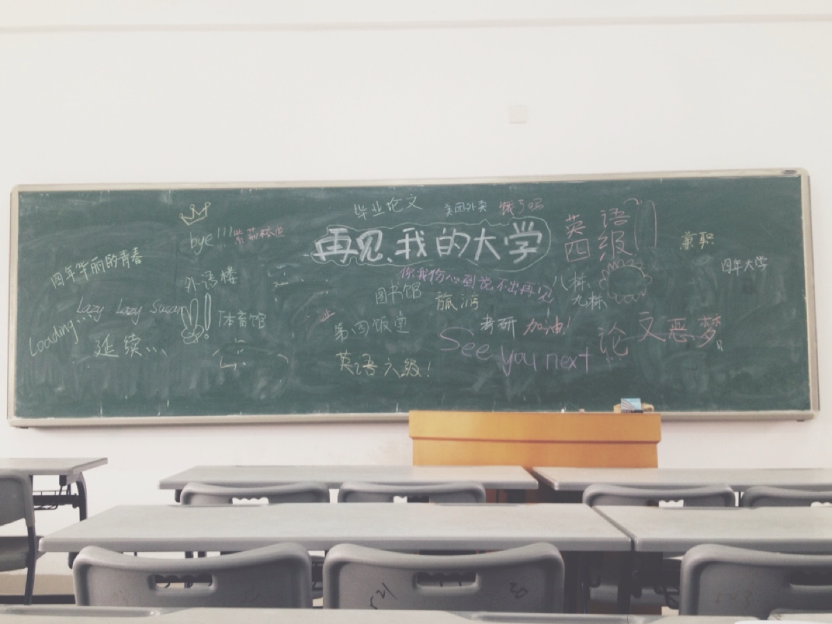 毕业.教室.黑板.课桌椅.再见