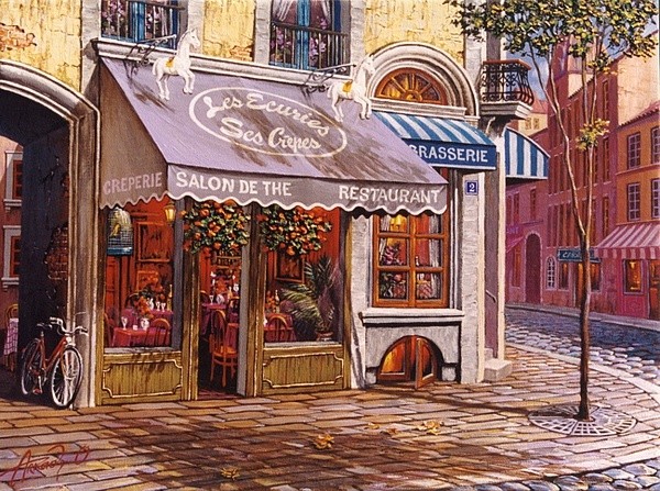 Аркадий欧洲街景油画