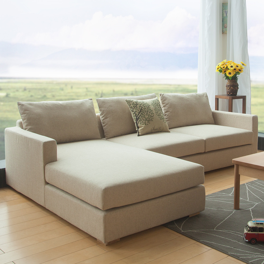 及木家具 现代简约 亚麻布艺组合沙发 北欧设计客厅转角沙发sf011