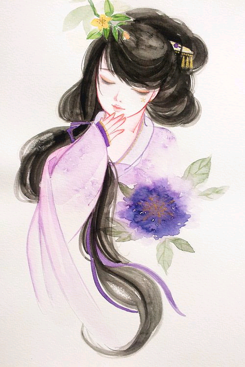 小园微雨侵绯色,如画斯人是虞姬.