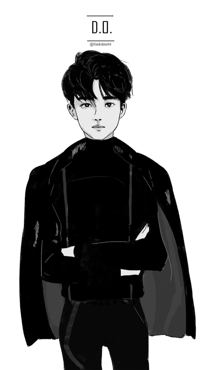 exo 都暻秀 漫画版 黑白 有个人特色,画的也赞