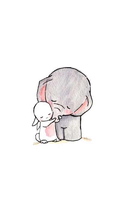 【小象和兔子的故事】iphone壁纸 素材 插画 铅笔
