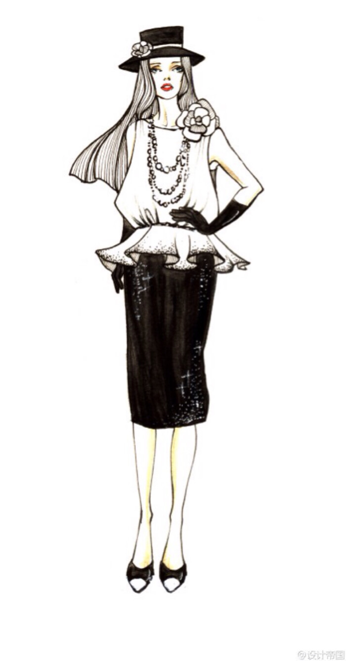 chanel高级定制插画手绘 来自插画师selene 华丽大气的婚纱手绘插画