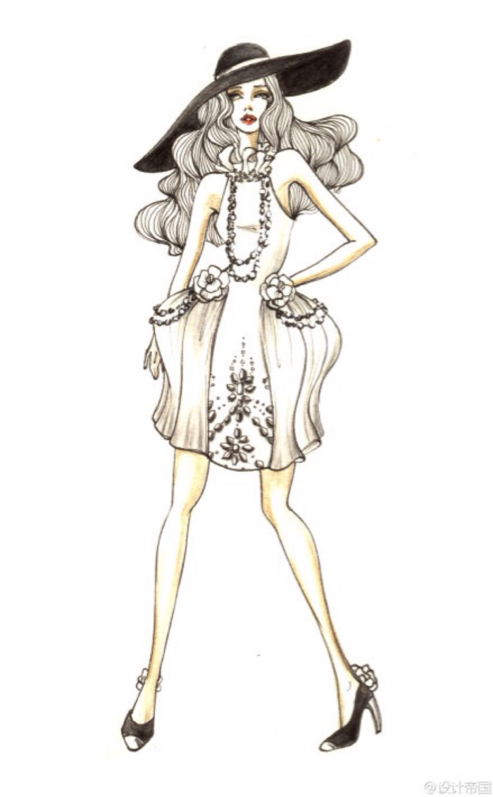 chanel高级定制插画手绘 来自插画师selene 华丽大气的婚纱手绘插画
