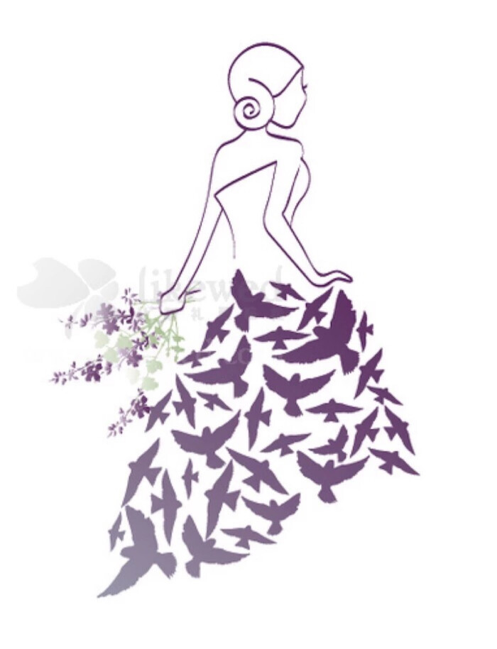 婚纱礼服 手绘 插画 素材 铅笔画 彩绘