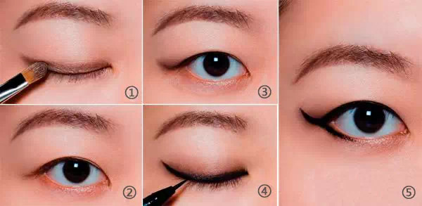 单眼皮花眼线的方法!