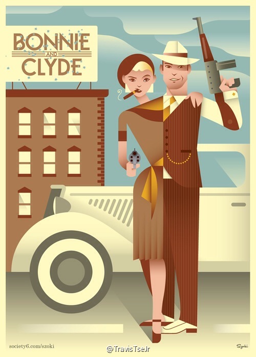 艺术感海报系列# 雌雄大盗bonnie and clyde