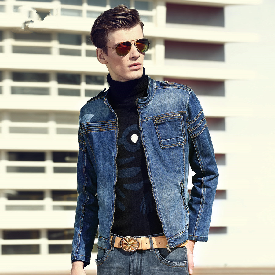fbboy2015春秋季欧美潮拉链修身牛仔外套 男牛仔上衣服夹克