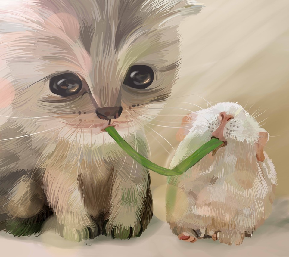 水墨 水彩 手绘 可爱 自然 萌 动物 猫咪 仓…