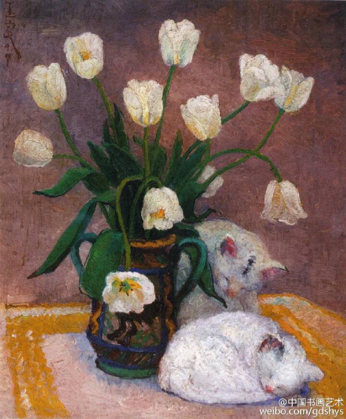 油画#【潘玉良 《白郁金香》】1947年作.