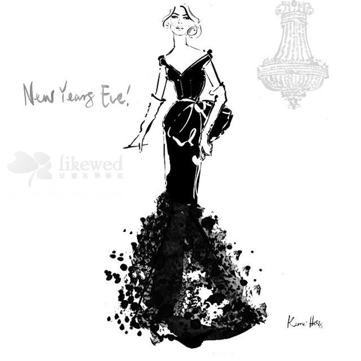 师kerrie hess 众多大牌服装(chanel,louis vuitton等)的水彩手绘礼服