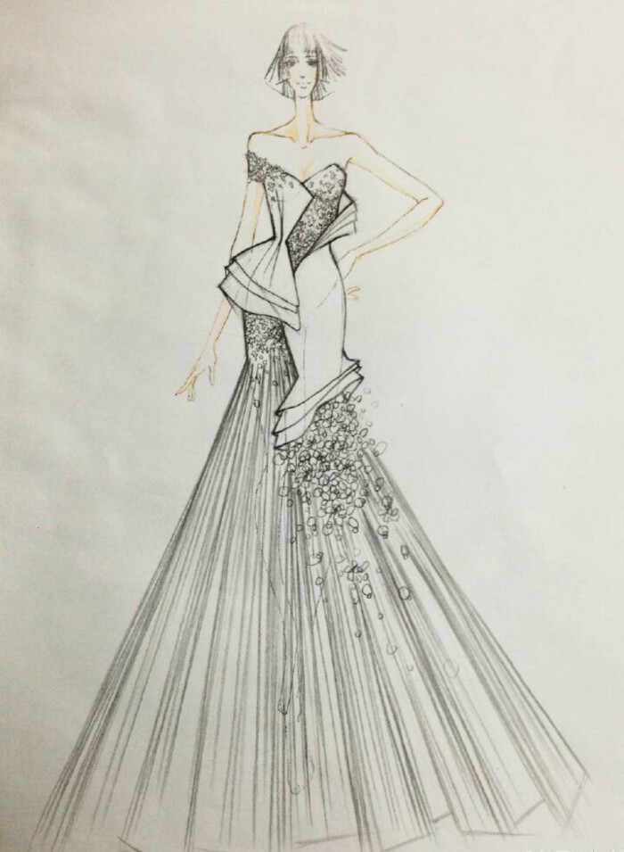 yu 2014婚纱手稿 手绘 铅笔画 等风来 素材 婚纱礼服图片