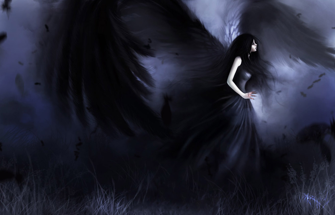 heaven black wings flight angel
