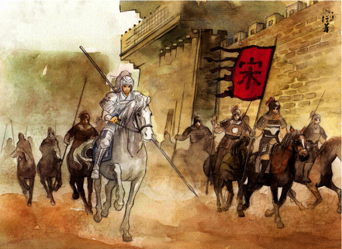 手绘古装 岳飞传 插画 插画师:行苇