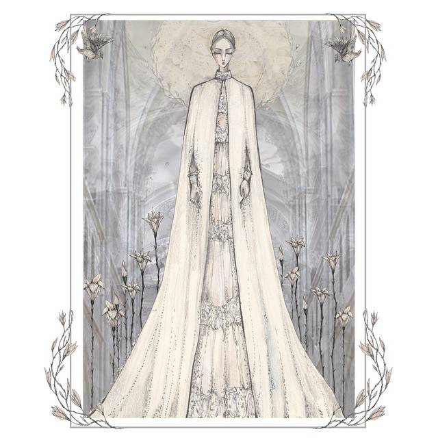 各种大牌高级定制系列的高冷线稿手绘|来自插画师diana sultanova