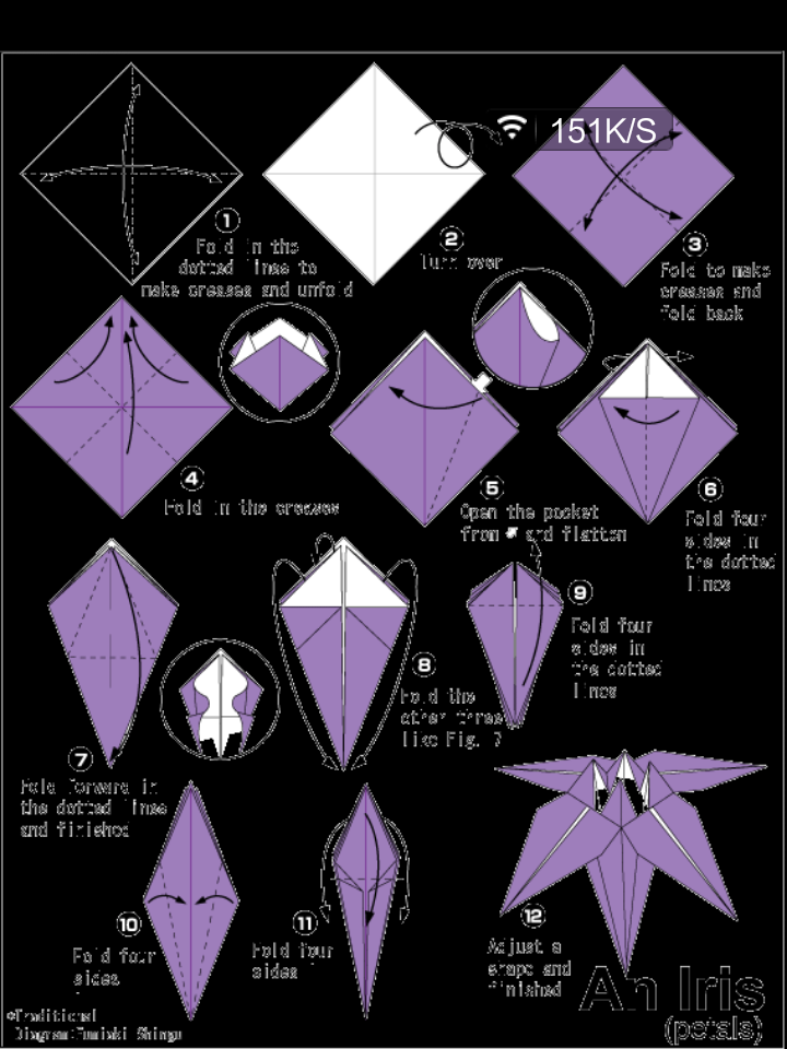 鸢尾花折纸步骤图教程图片