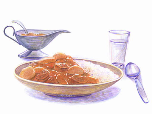 手绘美食. 水彩 手绘 铅笔 彩铅 彩色 插画 艺术 绘画 水粉 色彩