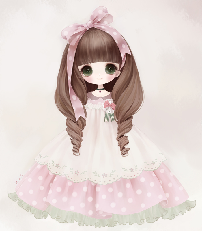 萌妹子 大眼睛 插画 二次元 软 人设 美少女