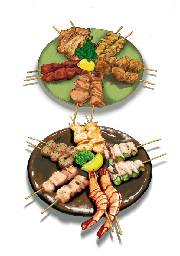 食物 插图插画 涂鸦绘图 吃货福利 水粉彩铅 手帐素材 海鲜 烧烤烤串