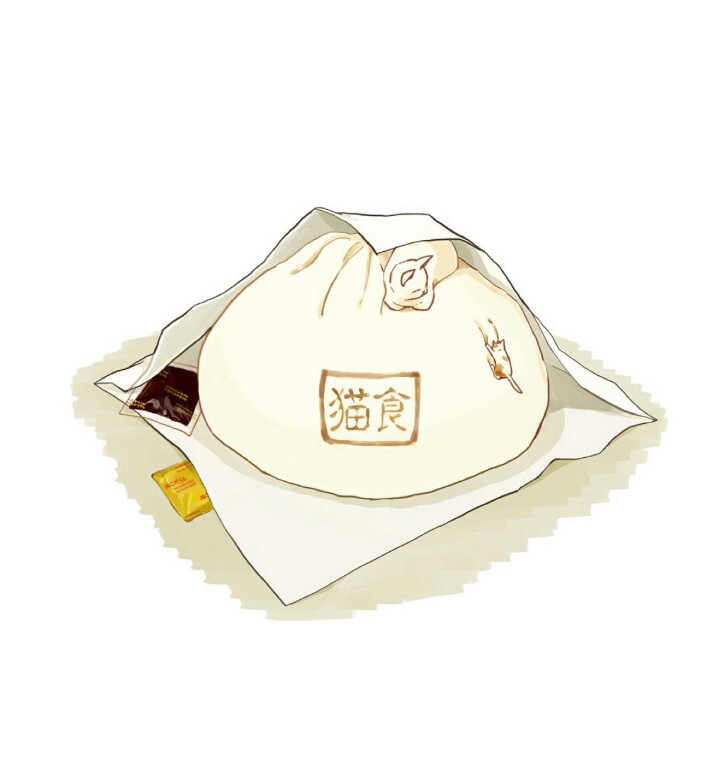 萌物系列涂鸦美食简介插画水彩艺术喵星人美食包子食物手绘蒲江插图猫咪图片