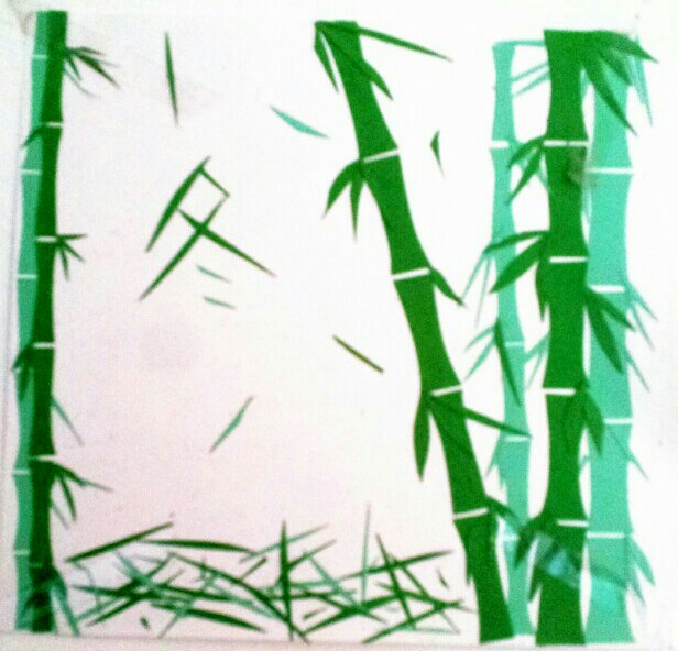 只用竹子叶手工贴画图片