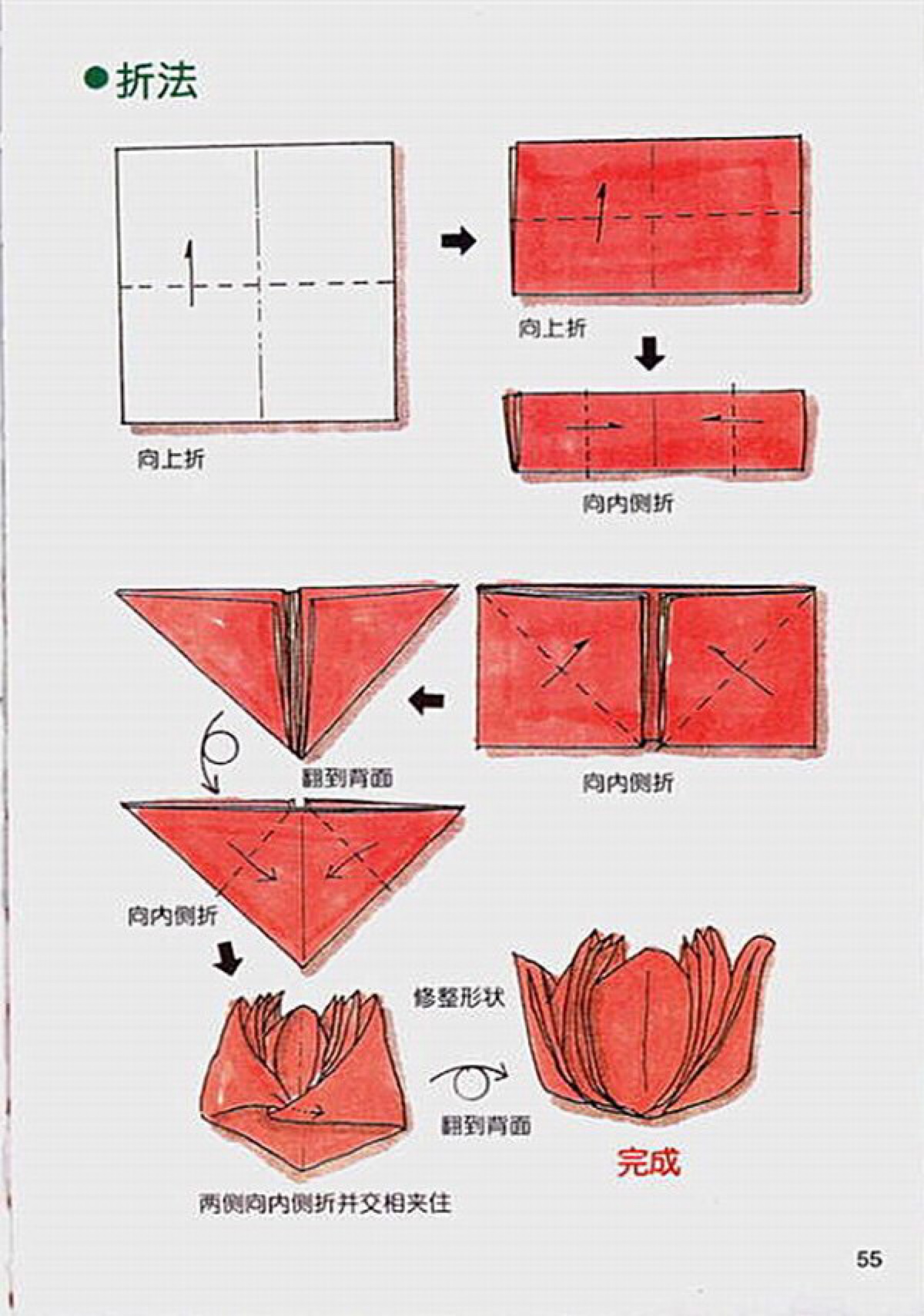 餐厅口布/餐巾/毛巾/手帕创意折叠:玫瑰花