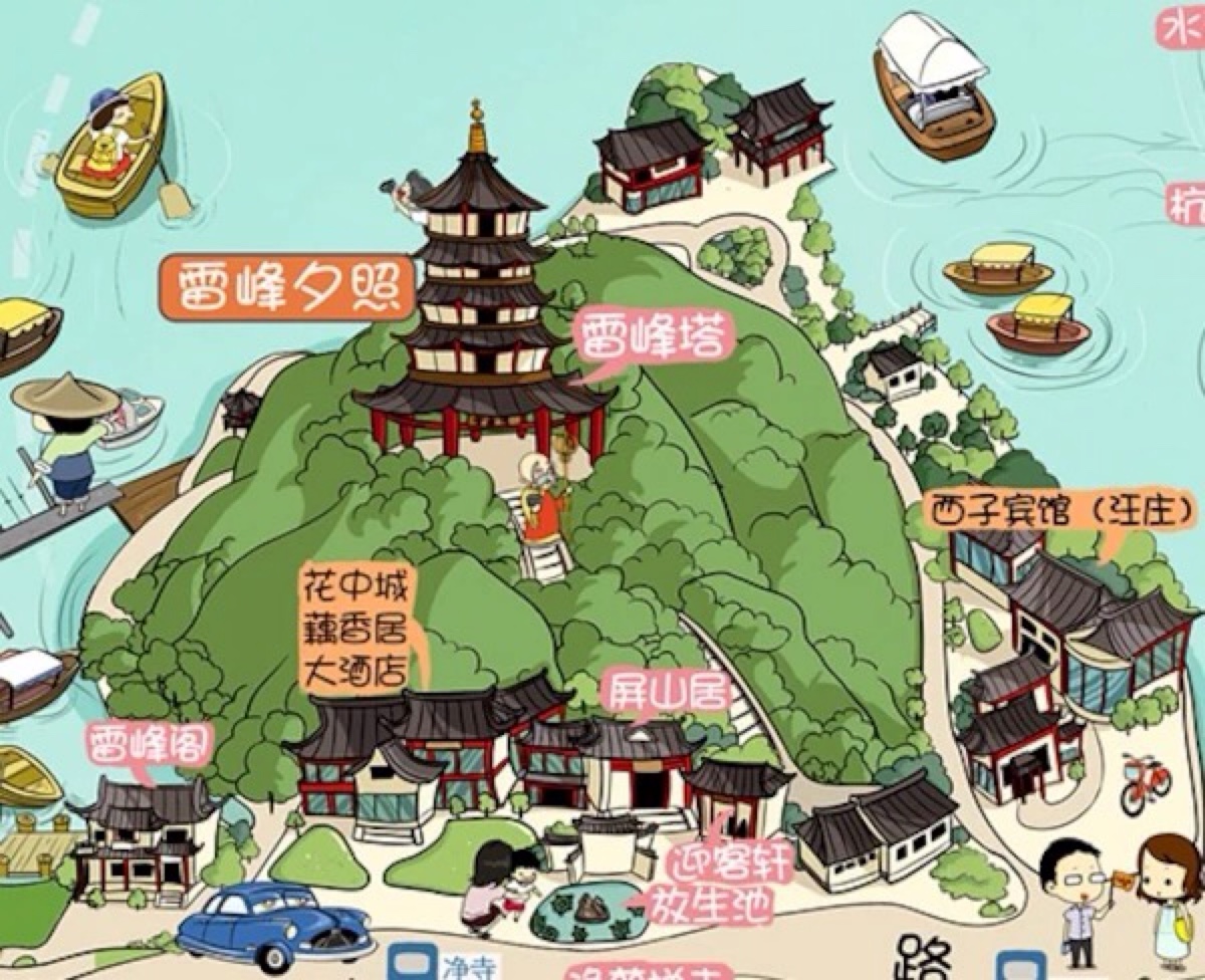杭州地图简笔画图片