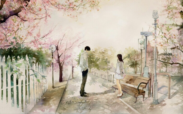 动漫情侣头像原图,高清壁纸,唯美插画,二次元小清新,治愈系漫画 @七葭