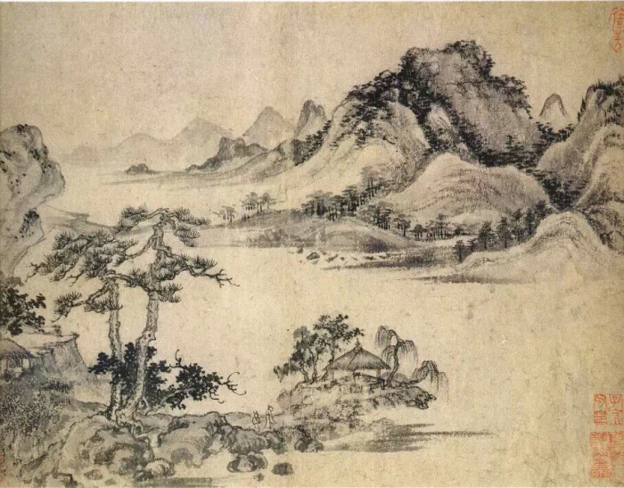 【王蒙《溪山风雨图册》】王蒙(元代1308年—1385年)元代著名画家.