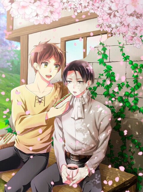 pixiv#进击的巨人#插画#手绘#动漫同人#兵长利威尔#艾伦#cp#二次元