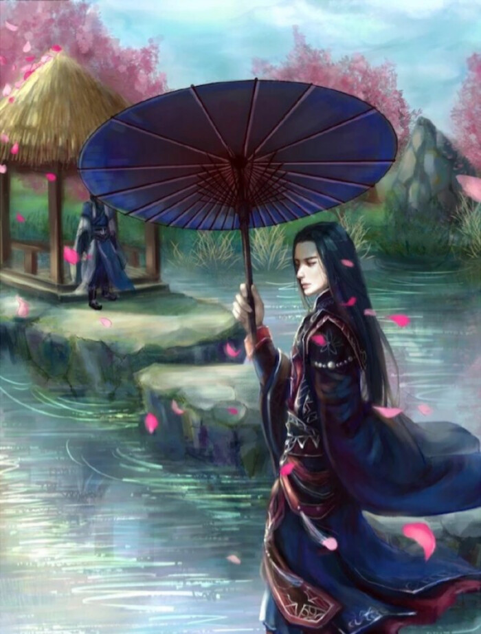 古风插画之执伞梦雨烟痕