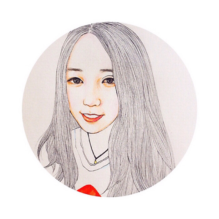 手绘女生头像 长发甜美女孩