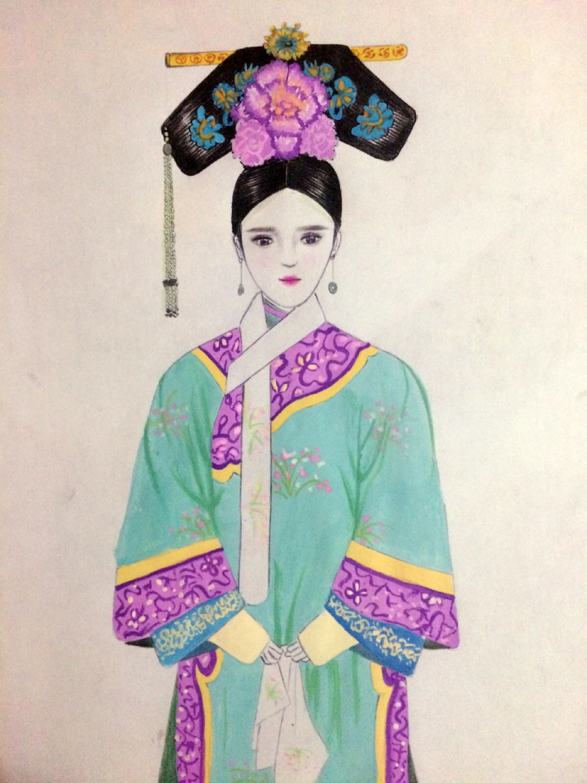 清代宫女手绘图片图片