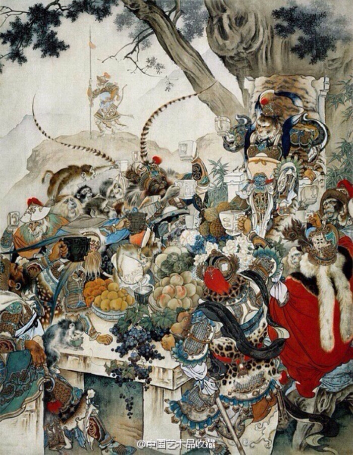 【 刘继卣 《大闹天宫》 】此组工笔重彩画一共八幅,包括:"降石猴禀议