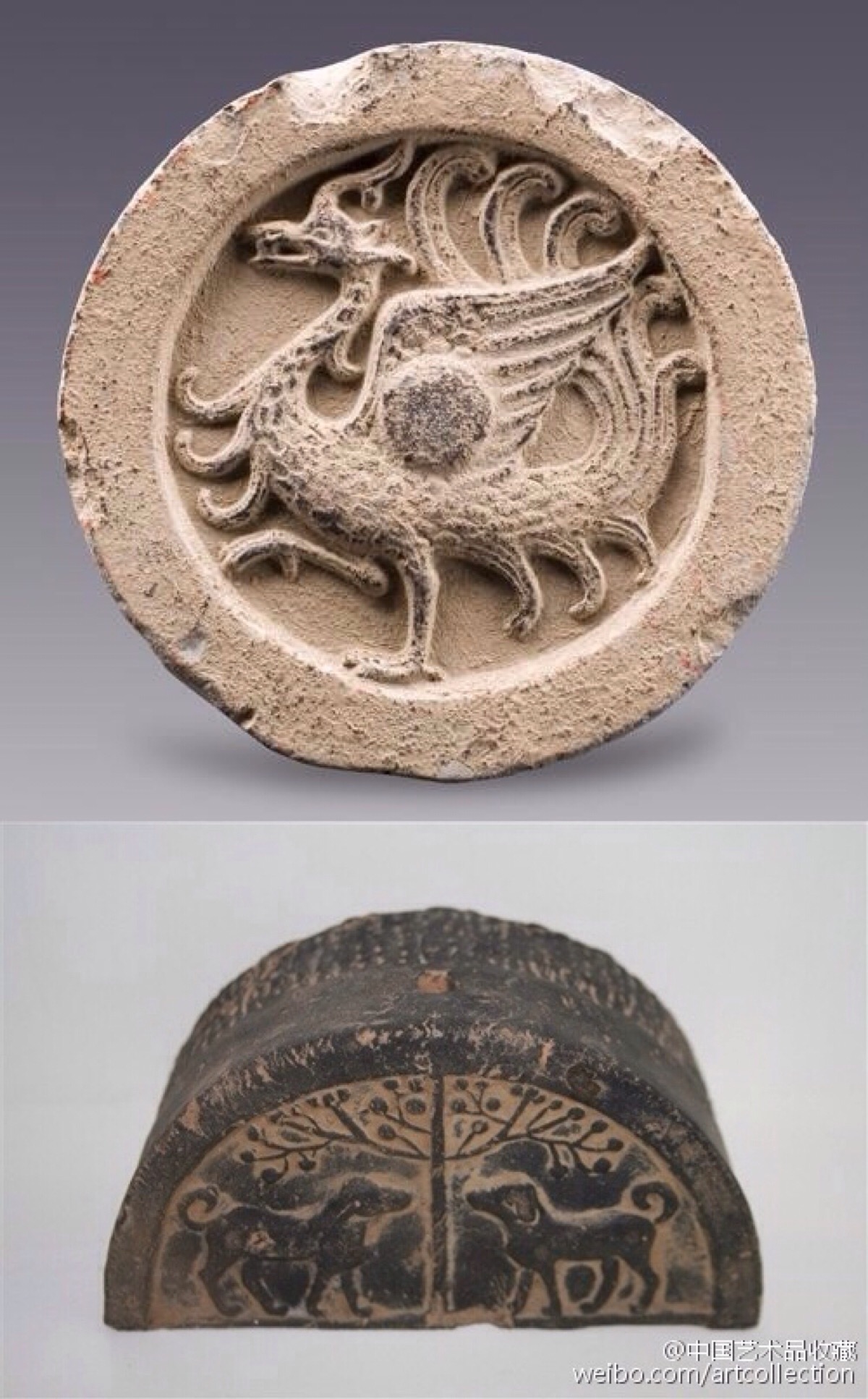 秦瓦当纹饰取材广泛,山峰之气,禽鸟鹿獾,鱼龟草虫皆有,画面与写意相融