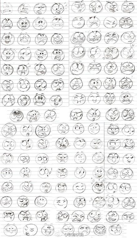 简笔画-手账素材-颜文字表情.